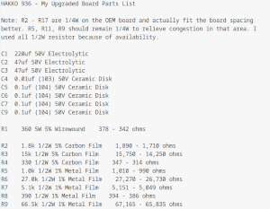 Hakko 936 Parts List